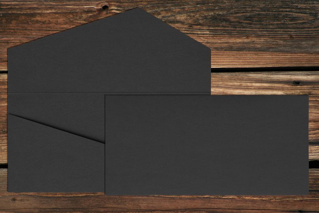 Geschenkkarte DL 110x220 mm Schwarz gerippt 220 g/qm